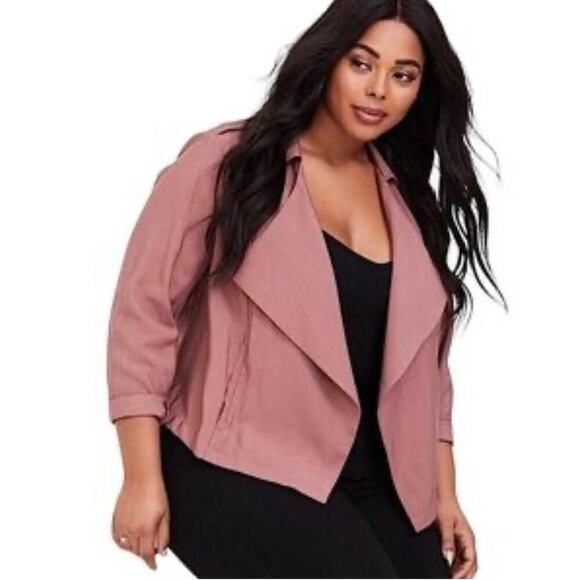 Torrid Mauve Twill drape Front jacket Blazer, size 2X - Picture 13 of 13